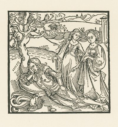 Ritarin kanssa meditoivat hänen kaksi tytärtään... tekijältä Albrecht Dürer or Duerer
