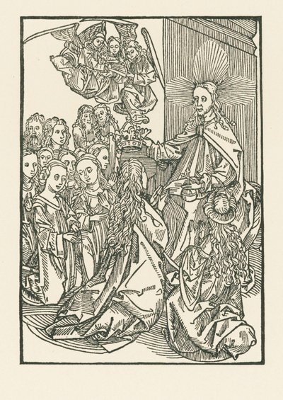 Valittujen palkinto, jota edustaa Marian kruunaaminen pyhimysten ympäröimänä. tekijältä Albrecht Dürer or Duerer