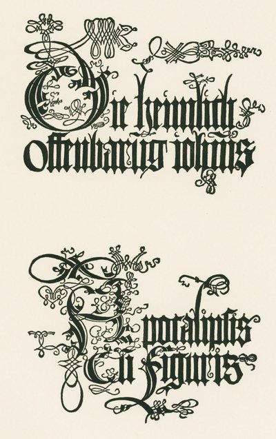 Vuoden 1498 saksankielisen painoksen nimi: ... tekijältä Albrecht Dürer or Duerer