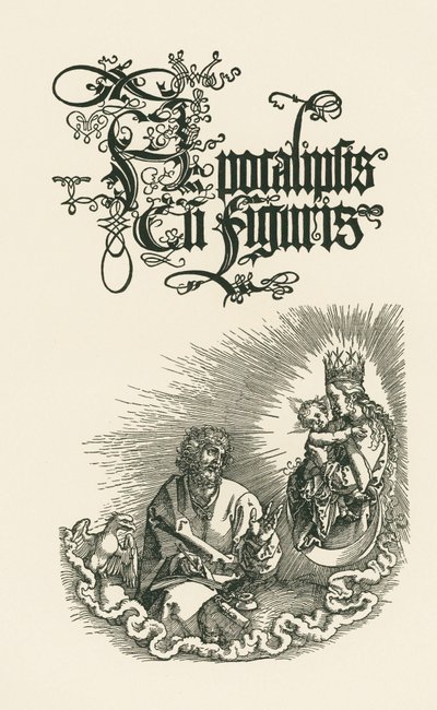 Vuoden 1511 toisen latinankielisen painoksen nimiölehti (puupiirros). tekijältä Albrecht Dürer or Duerer