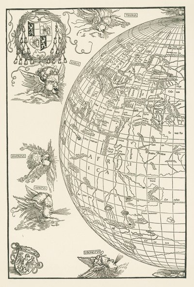 Johannes Stabiuksen maailmankartta tekijältä Albrecht Dürer or Duerer