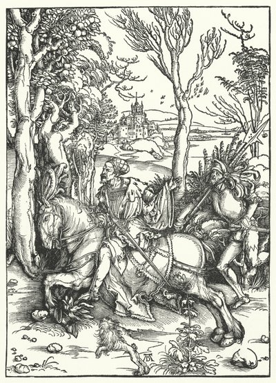 Ritari ja Landsknecht tekijältä Albrecht Dürer