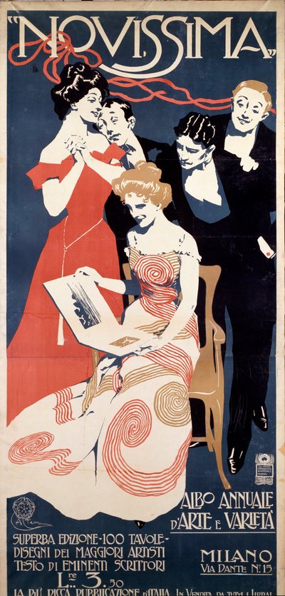 Mainosjuliste Novissima, Arts and Lets -lehden, n.1920 tekijältä Aleardo Terzi