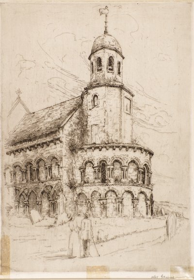 Leucharsin kirkko (Norman Apse) (etsaus) tekijältä Alec Grieve