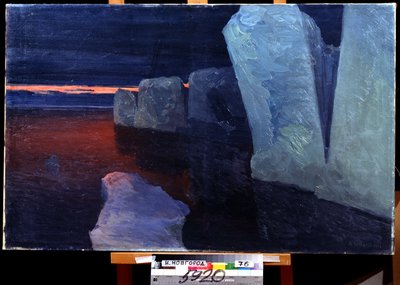 Auringonlasku. Aleksandr Aleksejevitš Borisovin (1866-1934) maalaus. Öljy kankaalle, 79 x 124,5 cm tekijältä Aleksandr Alekseevich Borisov