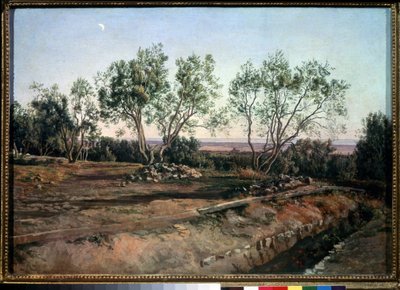""Oliivipuut lähellä Albanon hautausmaata"" Aleksanteri Ivanovin (1806-1858) maalaus 1845 Valtion Tretjakovin galleria, Moskova tekijältä Aleksandr Andreevich Ivanov