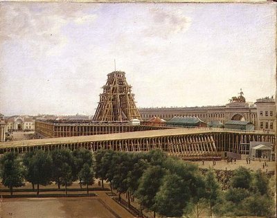 Aleksanterin pylvään nostaminen Palatsiaukiolle tekijältä Aleksandr Gavrilovich Denisov