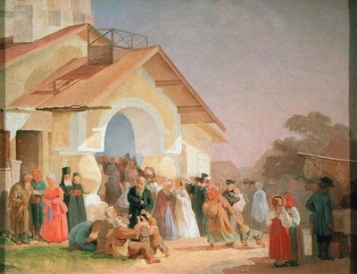 Kirkosta ulos Pihkovan kirkosta, 1863-64. tekijältä Aleksandr Ivanovich Morozov