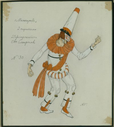 Pukusuunnittelu M. Lermontovin näytelmään The Masquerade, 1917 tekijältä Aleksandr Jakovlevic Golovin