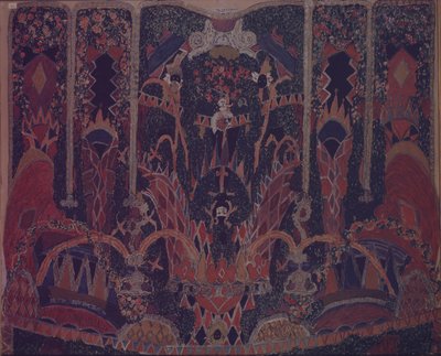 Naamiaisverhon suunnittelu M. Lermontovin teatterinäytelmään The Masquerade, 1917 tekijältä Aleksandr Jakovlevic Golovin
