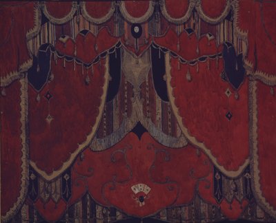 Pääverhon suunnittelu M. Lermontovin teatterinäytelmään The Masquerade, 1917 tekijältä Aleksandr Jakovlevic Golovin