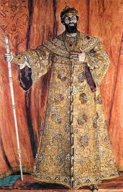 Feodor Chaliapin Boris Godunovina Mussorgskin Boris Godunov -teoksessa tekijältä Aleksandr Jakovlevic Golovin