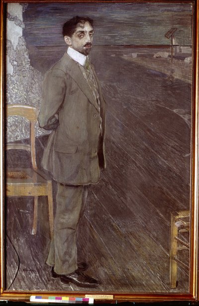 Runoilija Mikhail Kuzminin (1875-1936) muotokuva (runoilija M. Kuzminin muotokuva). Aleksanteri Jakovlevich Golovinin (1863-1930) työ, tempera ja pastelli kankaalle tekijältä Aleksandr Jakovlevic Golovin