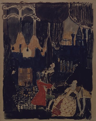 Lavastus N. Rimski-Korsakovin oopperaan Mozart ja Salieri, 1902 tekijältä Aleksandr Jakovlevic Golovin