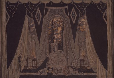 Lavasuunnittelu näytelmään Don Juan, J.-B. Molliére, 1910 tekijältä Aleksandr Jakovlevic Golovin
