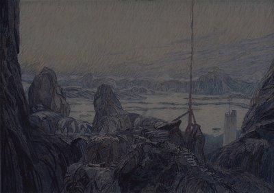 Lavastus H. Ibsenin teatterinäytelmään The Lady from the Sea, 1905 tekijältä Aleksandr Jakovlevic Golovin