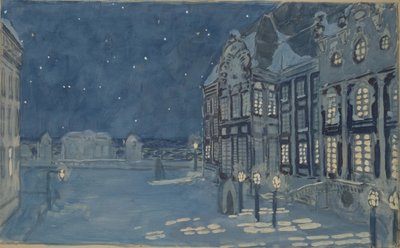 Talvipalatsi. Lavastus A. Koreshchenkon oopperaan Jäätalo, 1901 tekijältä Aleksandr Jakovlevic Golovin
