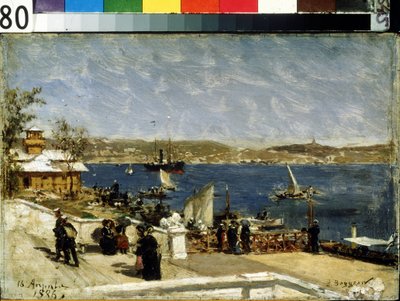 Promenade rannalla Sevastopolissa (Shore promenade Sevastopolissa). Alexander Karlovich Beggrovin (1841-1914) maalaus. Öljy kankaalle tekijältä Aleksandr Karlovich Beggrov