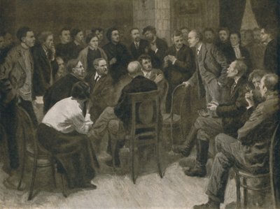 "Lenin väittelee narodnik Vorontsovin kanssa 1894", 1939. tekijältä Aleksandr Viktorovic Moravov