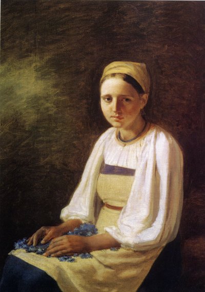 Talonpoikatyttö ruiskukilla, 1820-luku tekijältä Aleksei Gavrilovich Venetsianov