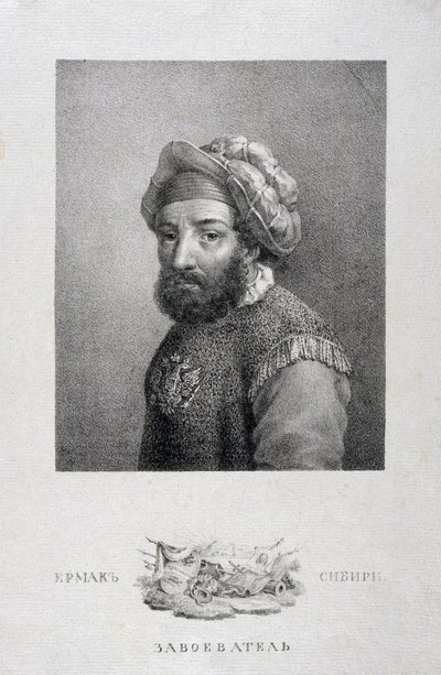Muotokuva kasakkojen johtajasta, Siperian valloittajasta Yermak Timofejevitšistä -1585, 1818 tekijältä Aleksei Gavrilovich Venetsianov