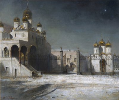 Katedraaliaukio Moskovan Kremlissä yöllä, 1878 tekijältä Alexei Kondratjewitsch Sawrassow