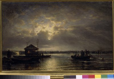 "Summer Night on the Neva" (Summer Night on the Neva) Maalaus: Aleksei Bogolioubov (Bogolyubov) (1824-1896) Öljy kankaalle 1875 Koko 48x73,5 cm Valtion Tretjakovin galleria, Moskova tekijältä Aleksei Petrovich Bogolyubov