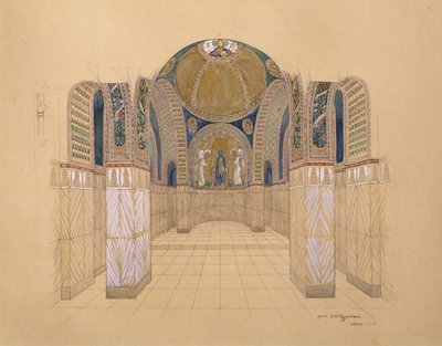 Suunnittelu kirkon sisustukseen tekijältä Aleksey Shchusev