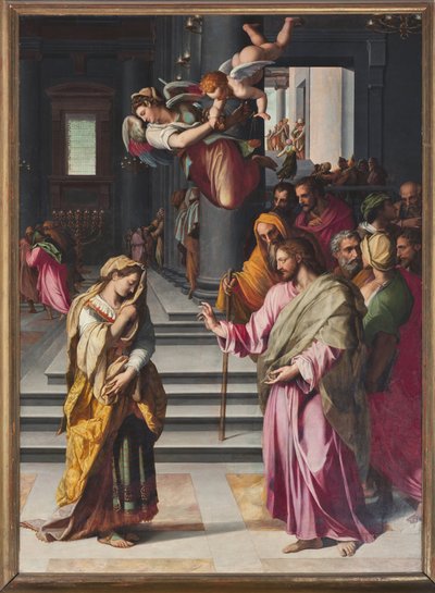 Jeesus ja aviorikokseen otettu nainen (maalaus tekijältä Alessandro Allori