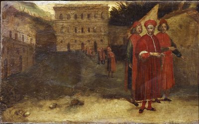 Luca Pitti italialainen pankkiiri palatsinsa edessä (Palazzo Pitti) tekijältä Alessandro Allori