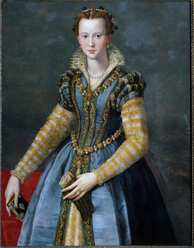 Muotokuva Maria Medicisistä, Henrik IV:n vaimo ja Ludvig XIII:n äiti tekijältä Alessandro Allori