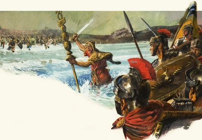 Tunnistamattomat roomalaiset legioonat hyökkäävät Britanniaan tekijältä Alessandro Biffignandi