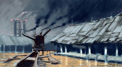 Ennakointi: taloja paalujen varassa (palafittes). Kuvitus Alesandro Lonati. 2010 tekijältä Alessandro Lonati