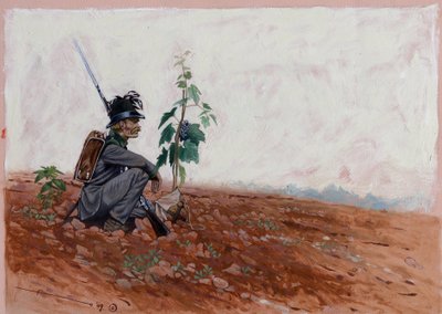 Itävaltalainen jager (metsästäjä), istuu lähellä viinitarhaa tekijältä Alessandro Lonati