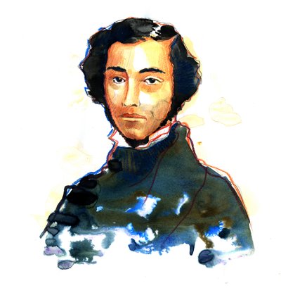 Charles-Alexis-Henri Clerel de Tocqueville (1805-59) - Muotokuva Alexis de Tocquevillestä (Alexis Charles Henri Cleral de Tocqueville) (1805 - 1859), ranskalainen historioitsija ja poliitikko tekijältä Alessandro Lonati