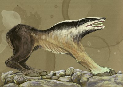 Fantastisia hirviöitä ja olentoja, kryptozoologia: esitys krokottiin (tai leucrotta, corocotta, crocuta, yena) myyttisestä susikoirasta Intiasta tai Etiopiasta (krokotta (tai corokotta, crocuta, leucrocotta tai yena), on myyttinen intialainen koira-susi ta tekijältä Alessandro Lonati