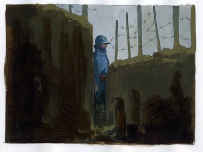 Ensimmäinen maailmansota: karvainen ranskalainen armeijavartija haudassa tekijältä Alessandro Lonati