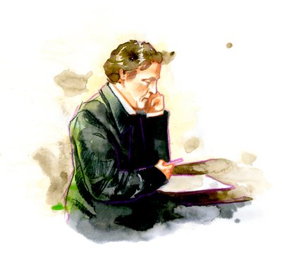 Lewis Carroll, englantilainen kirjailija - muotokuva Lewis Carrollista (Charles Lutwidge Dodgson tekijältä Alessandro Lonati
