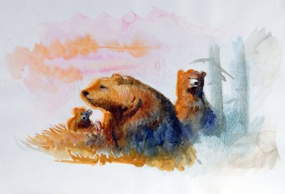 Luonnollinen karhuperhe Kuvitus: Alessandro Lonati tekijältä Alessandro Lonati