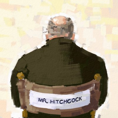 Portretul regizorului Alfred Hitchcock, 2023 (ilustrare) finlandez tekijältä Alessandro Lonati