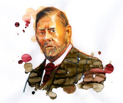 Muotokuva Bram STOKERista (1847-1912), irlantilaiskirjailijasta "Draculan" kirjoittaja (irlantilaisen kirjailijan Bram Stokerin muotokuva) tekijältä Alessandro Lonati