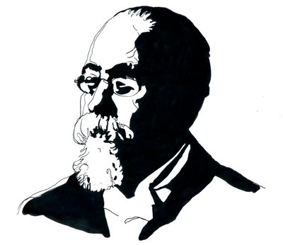 Cesare Lombroson muotokuva (1835-1909), Italian kriminologian koulun perustaja (Cesare Lombroson muotokuva italialainen kriminologi ja lääkäri, Italian positivistisen kriminologian koulun perustaja) tekijältä Alessandro Lonati