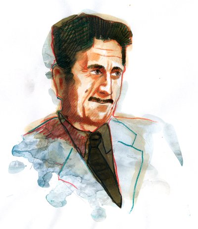 Englantilaisen kirjailijan ja toimittajan George Orwellin muotokuva (Brittiläisen kirjailijan George Orwellin muotokuva) tekijältä Alessandro Lonati