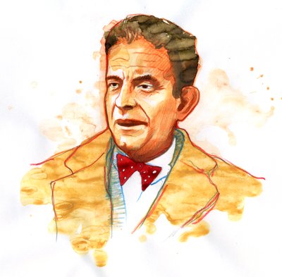 Muotokuva ranskalaisesta psykiatrista ja psykoanalyytikosta Jacques Lacanista (1901-1981) (ranskalaisen psykoanalyytikon ja psykiatrin Jacques Lacanin muotokuva) tekijältä Alessandro Lonati