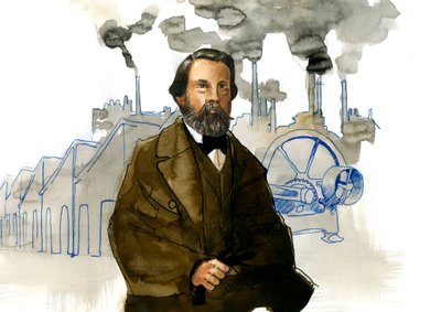Muotokuva Friedrich Engelsistä (1820-1895), saksalainen sosialisti teoreetikko ja poliitikko tekijältä Alessandro Lonati