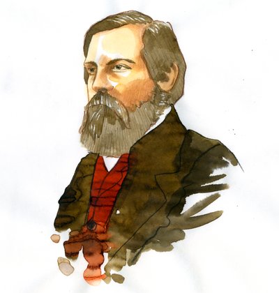 Muotokuva Friedrich Engelsistä (1820-1895), saksalainen sosialisti teoreetikko ja poliitikko tekijältä Alessandro Lonati