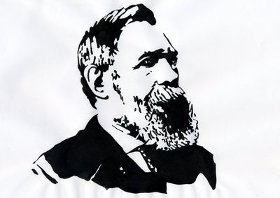 Muotokuva Friedrich Engelsistä (1820-1895), saksalainen sosialisti teoreetikko ja poliitikko (saksalainen filosofi, yhteiskuntatieteilijä ja toimittaja Friedrich Engels) tekijältä Alessandro Lonati
