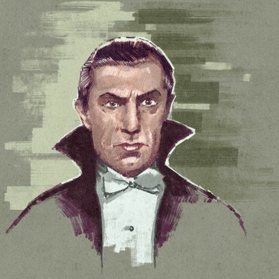 Unkarilaisen näyttelijän Bela Lugosin muotokuva kreivi Draculana (kuva) tekijältä Alessandro Lonati