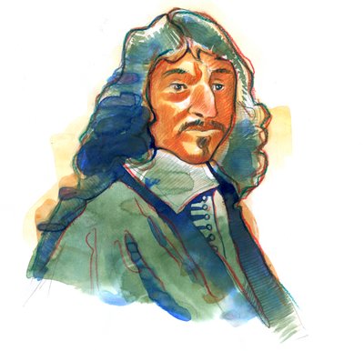Muotokuva Rene Descartesista (1596-1650), englantilainen filosofi ja kirjailija tekijältä Alessandro Lonati