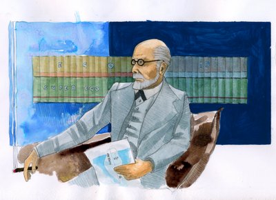 Muotokuva Sigmund Freudista (1856-1939), itävaltalainen psykiatri (Sigmund Freudin muotokuva itävaltalainen neurologi ja psykoanalyysin isä) - kuvitus: Alessandro Lonati tekijältä Alessandro Lonati